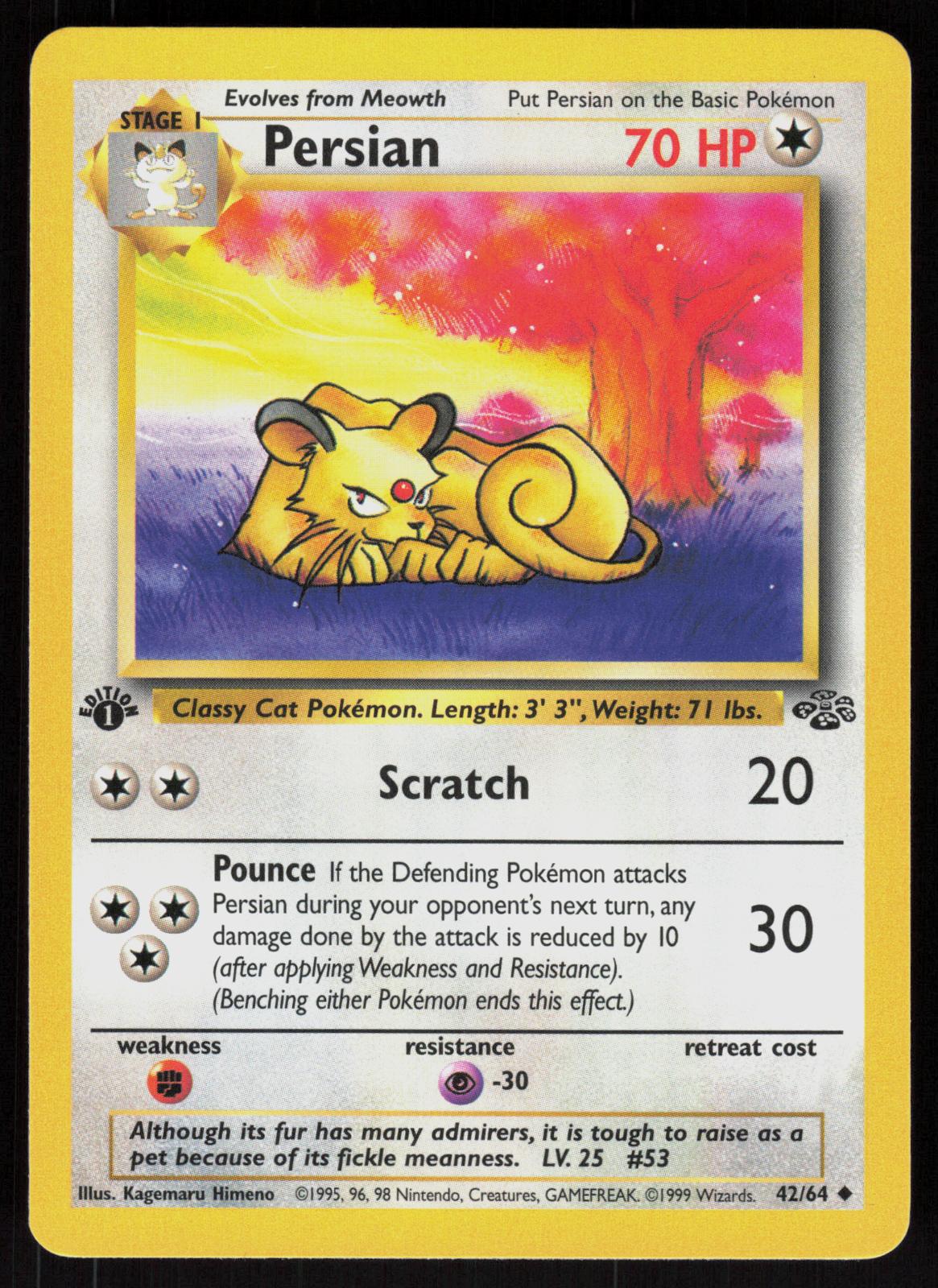 Pokemon Persian 42/64 Jungle Uncommon 1st Edition Near Mint