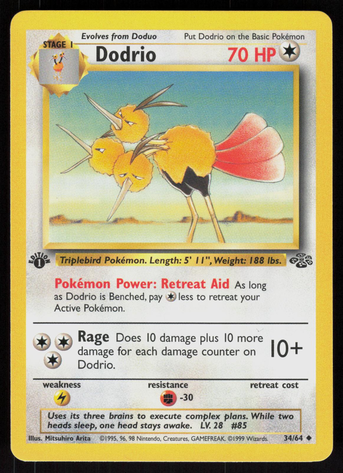 Pokemon Dodrio 34/64 Jungle Uncommon 1st Edition Near Mint