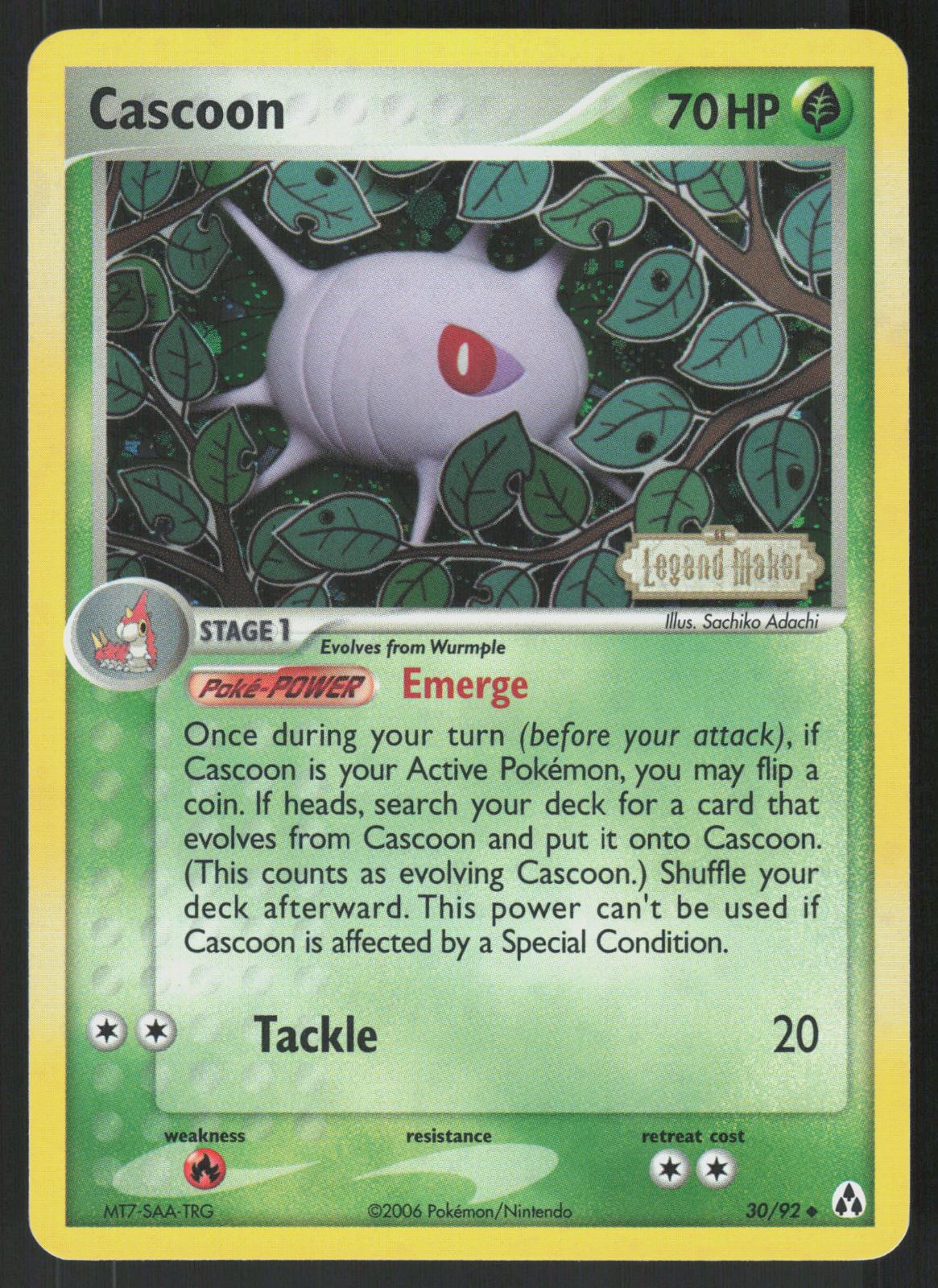 Pokemon Cascoon 30/92 Legend Maker Uncommon Reverse Holo Near Mint