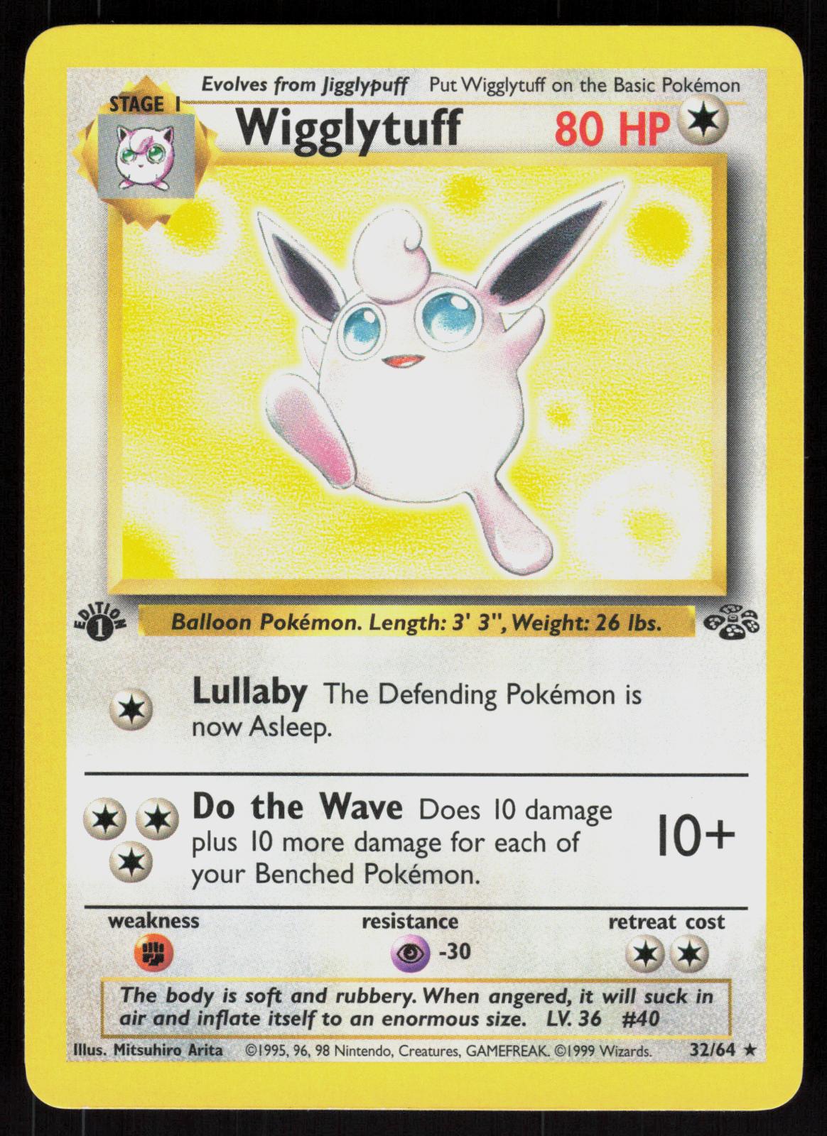 Pokemon Wigglytuff 32/64 Jungle Rare 1st Edition Near Mint