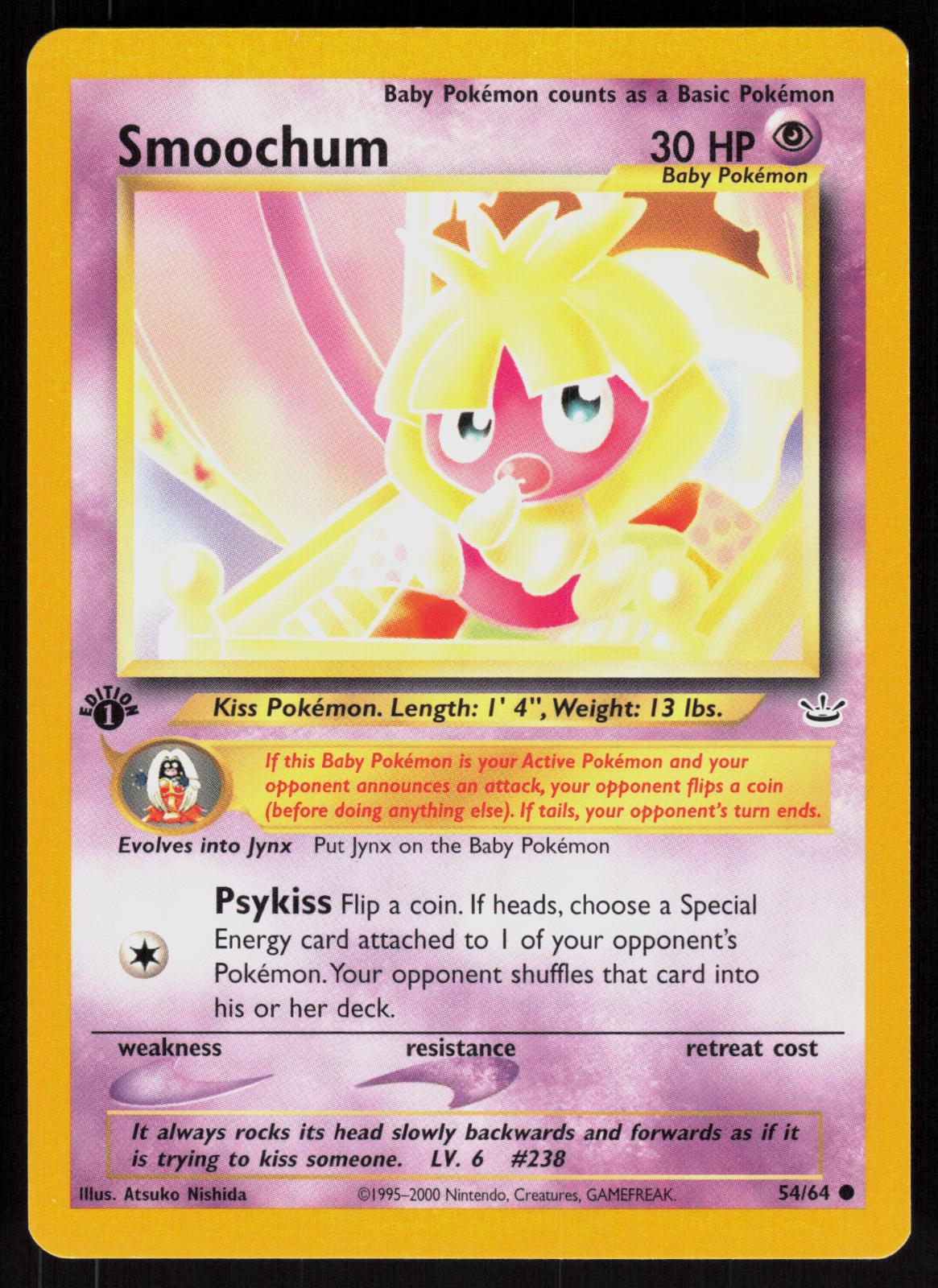 Pokemon Smoochum 54/64 Neo Revelation Common 1st Edition Near Mint