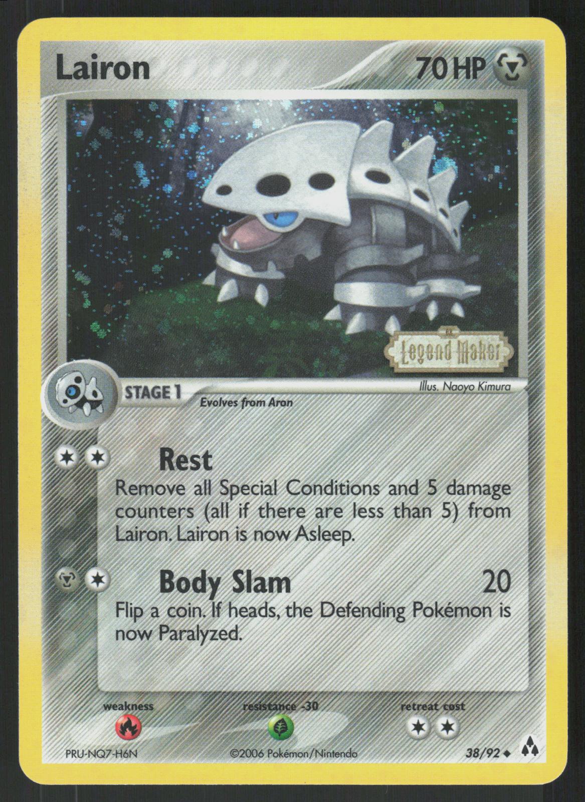 Pokemon Lairon 38/92 Legend Maker Uncommon Reverse Holo Near Mint