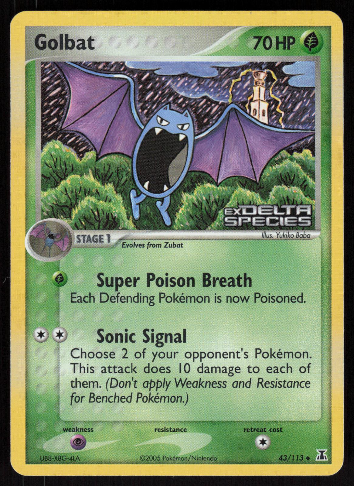 Pokemon Golbat 43/113 Delta Species Uncommon Reverse Holo Near Mint