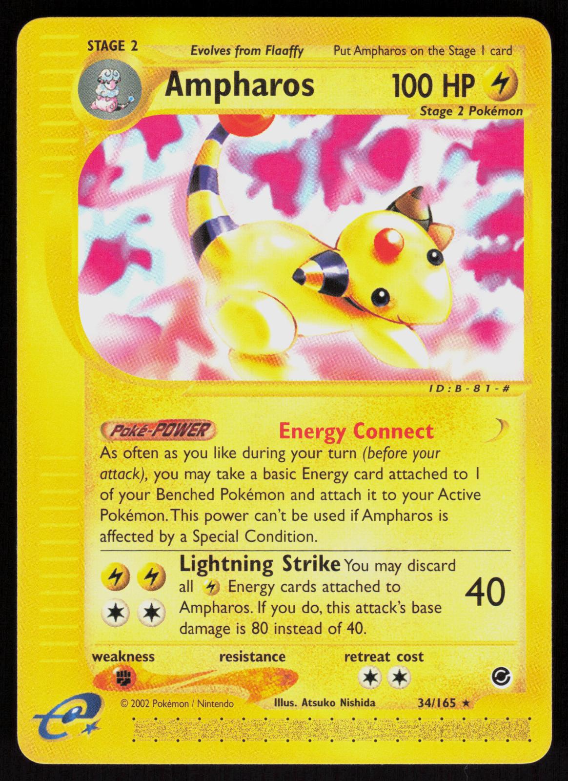 Pokemon Ampharos 34/165 Expedition Base Set Rare Near Mint