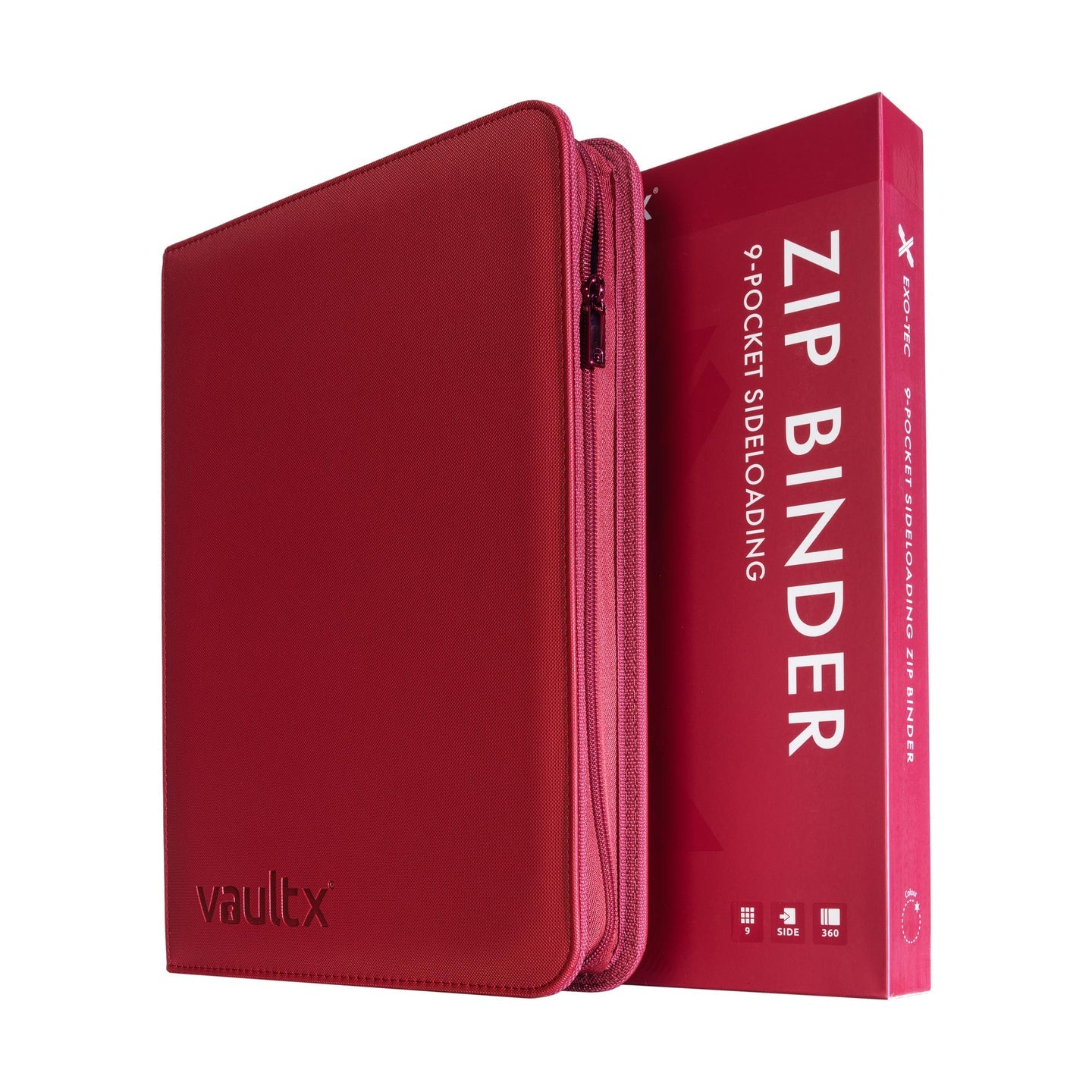 Vault X - 9 Pocket Exo-Tec Zip Binder - Metallic Red - 20% VAT