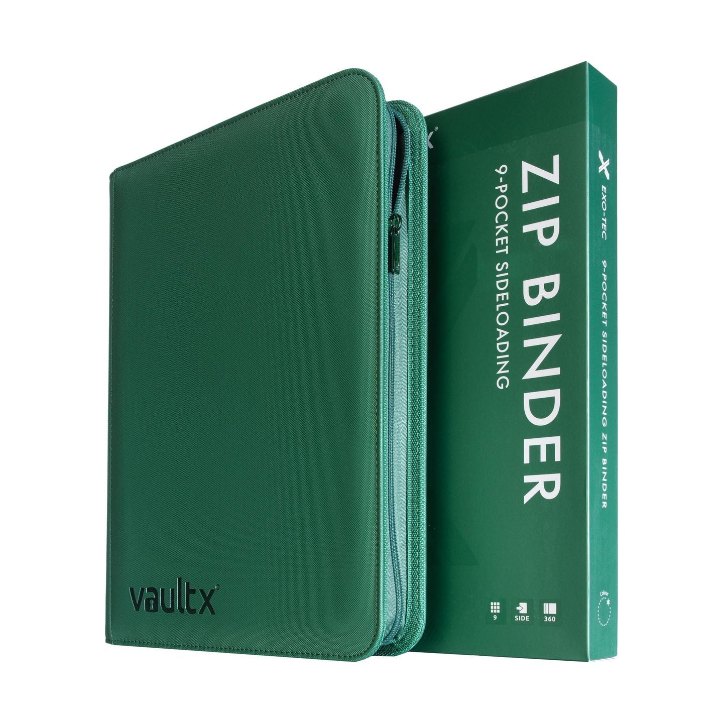 Vault X - 9 Pocket Exo-Tec Zip Binder - Metallic Green - 20% VAT