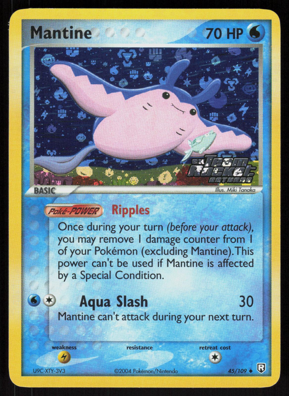 Pokemon Mantine 45/109 Team Rocket Returns Uncommon Reverse Holo Near Mint