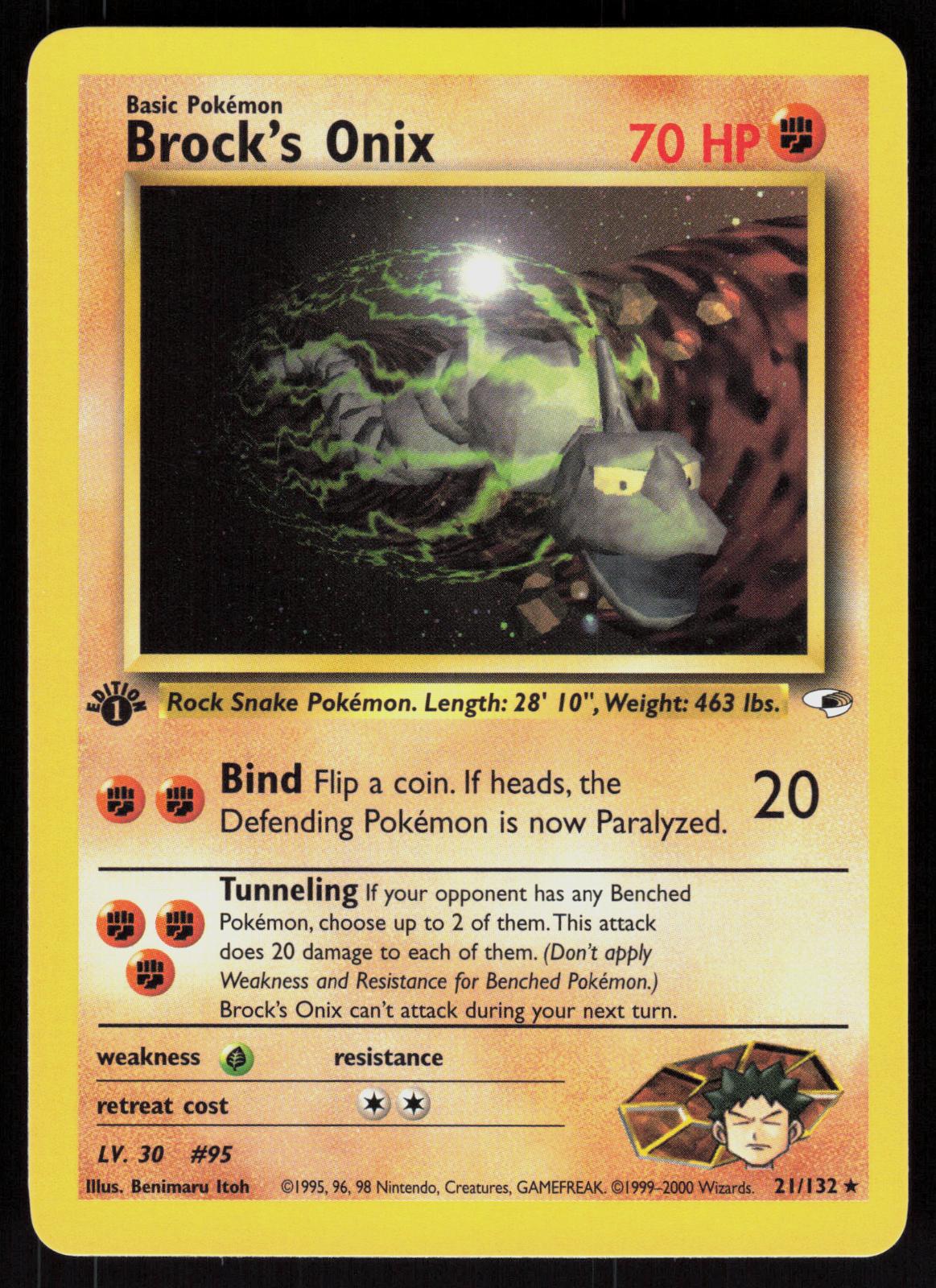 Pokemon Brock's Onix 21/132 Gym Heroes Rare Near Mint