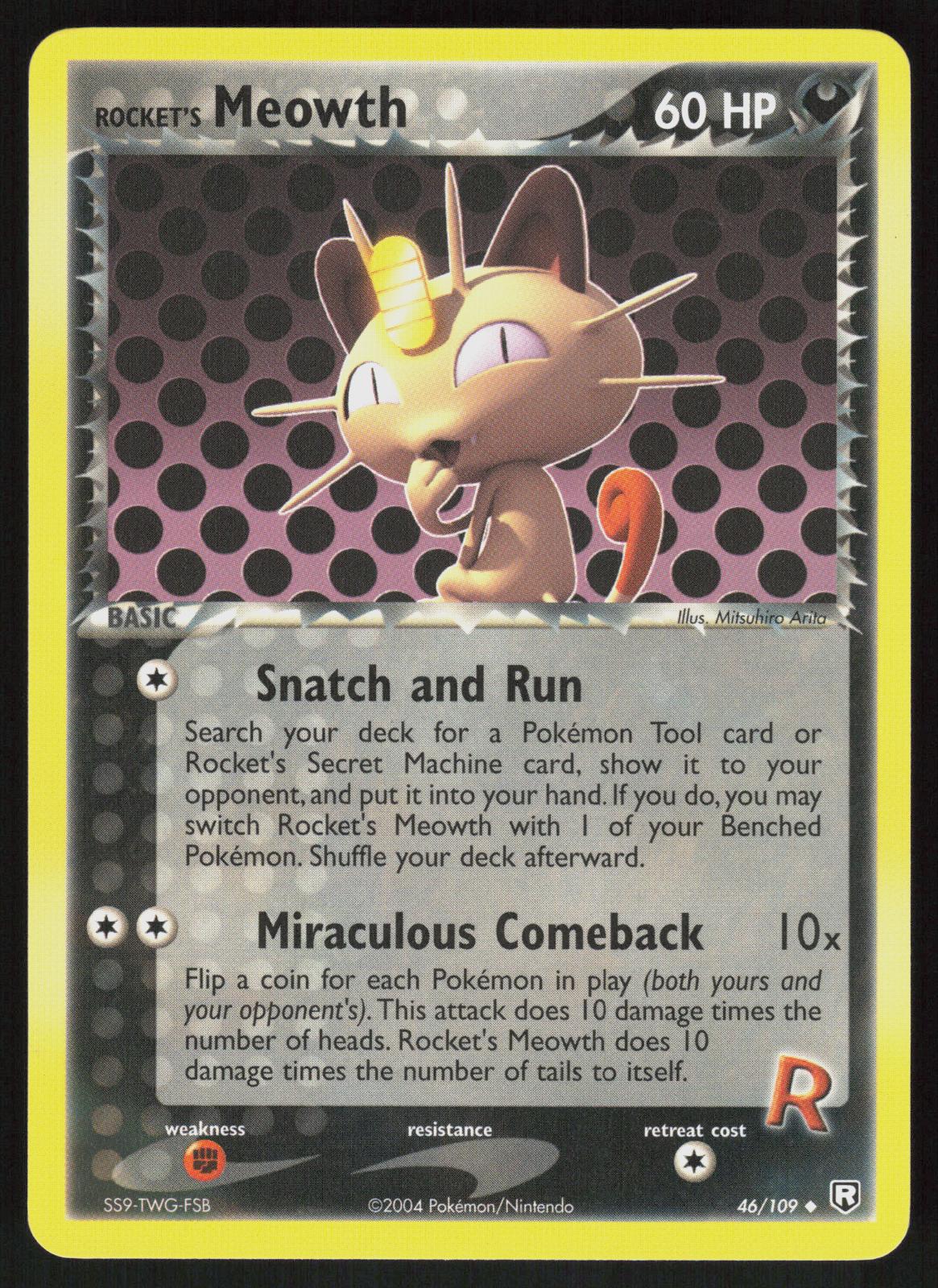 Pokemon Rocket's Meowth 46/109 Team Rocket Returns Uncommon Near Mint