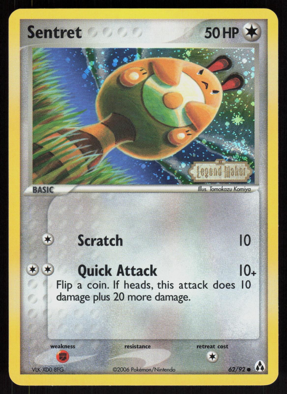 Pokemon Sentret 62/92 Legend Maker Common Reverse Holo Near Mint