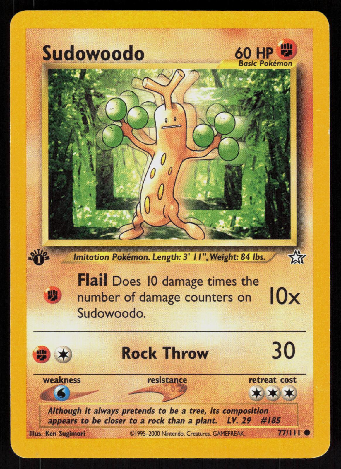 Pokemon Sudowoodo 77/111 Neo Genesis Common 1st Edition Near Mint