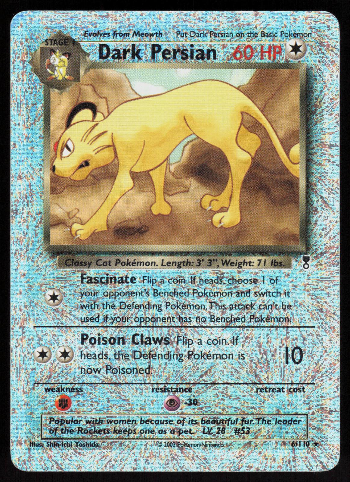 Pokemon Dark Persian 6/110 Legendary Collection Reverse Holo Heavily Played