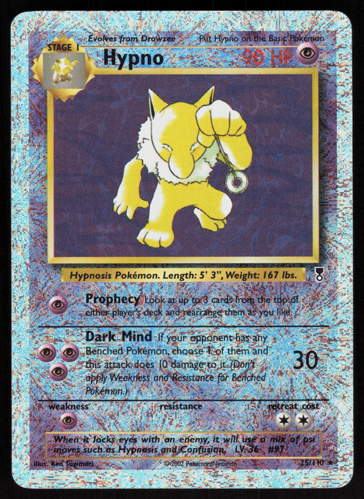 Pokemon Hypno 25/110 Legendary Collection Reverse Holo Moderately Played
