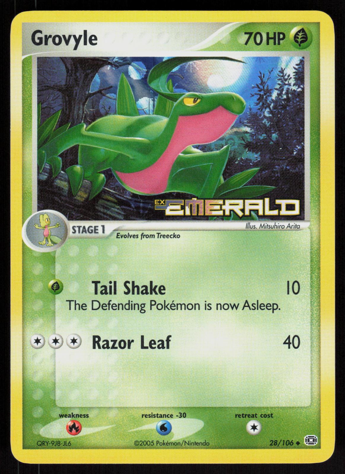 Pokemon Grovyle 28/106 Emerald Uncommon Reverse Holo Near Mint