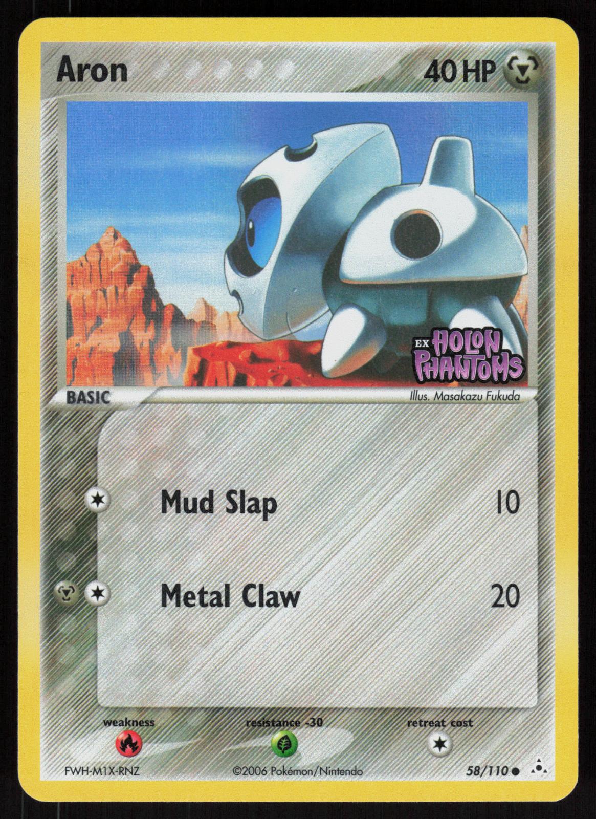 Pokemon Aron 58/110 Holon Phantoms Common Reverse Holo Near Mint