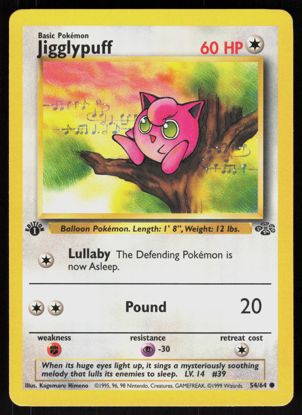 Pokemon Jigglypuff 54/64 Jungle Common 1st Edition Near Mint