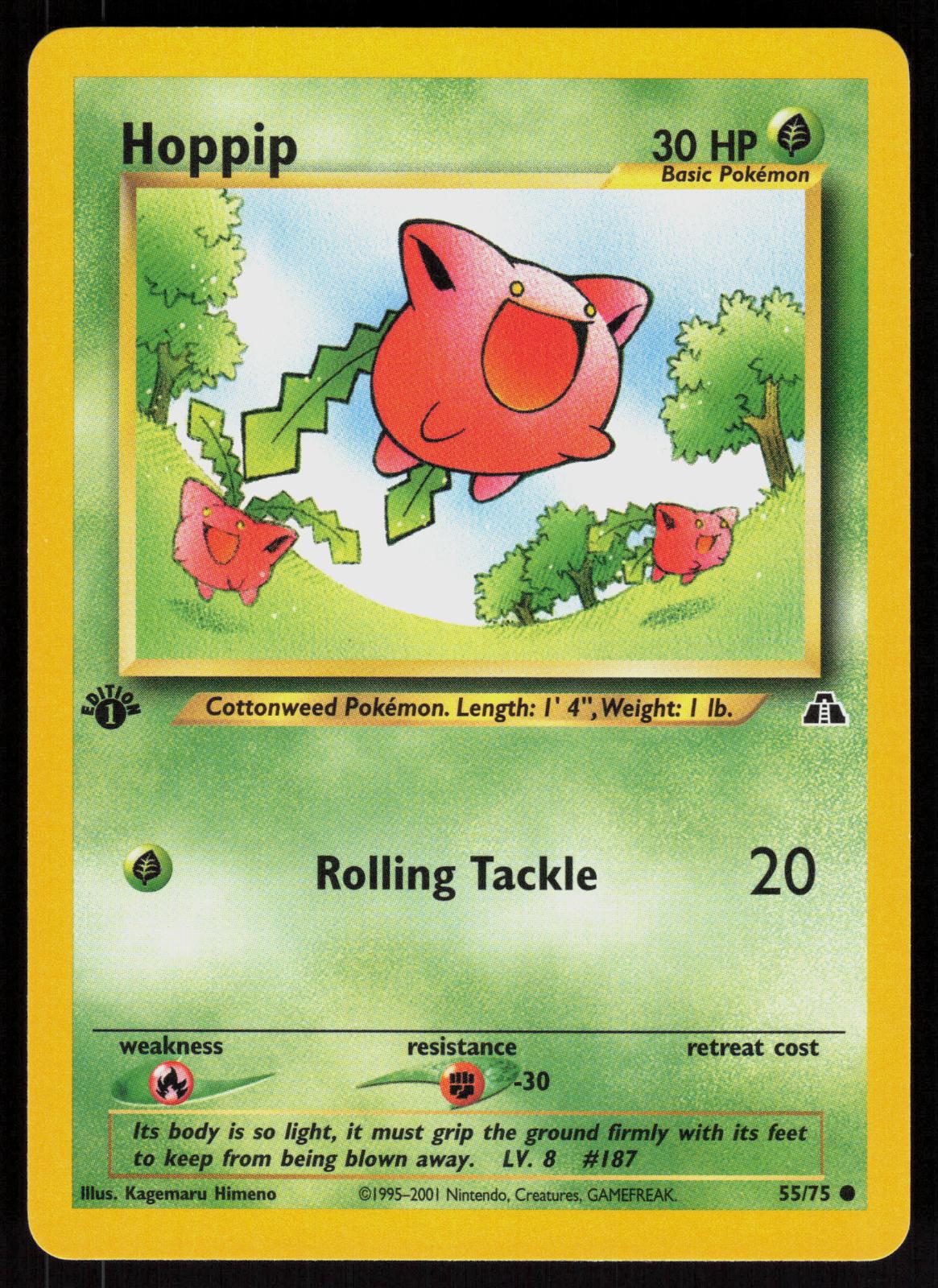 Pokemon Hoppip 55/75 Neo Discovery Common 1st Edition Near Mint