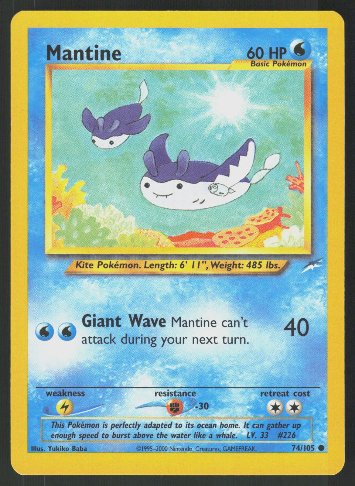 Pokemon Mantine 74/105 Neo Destiny Common Near Mint