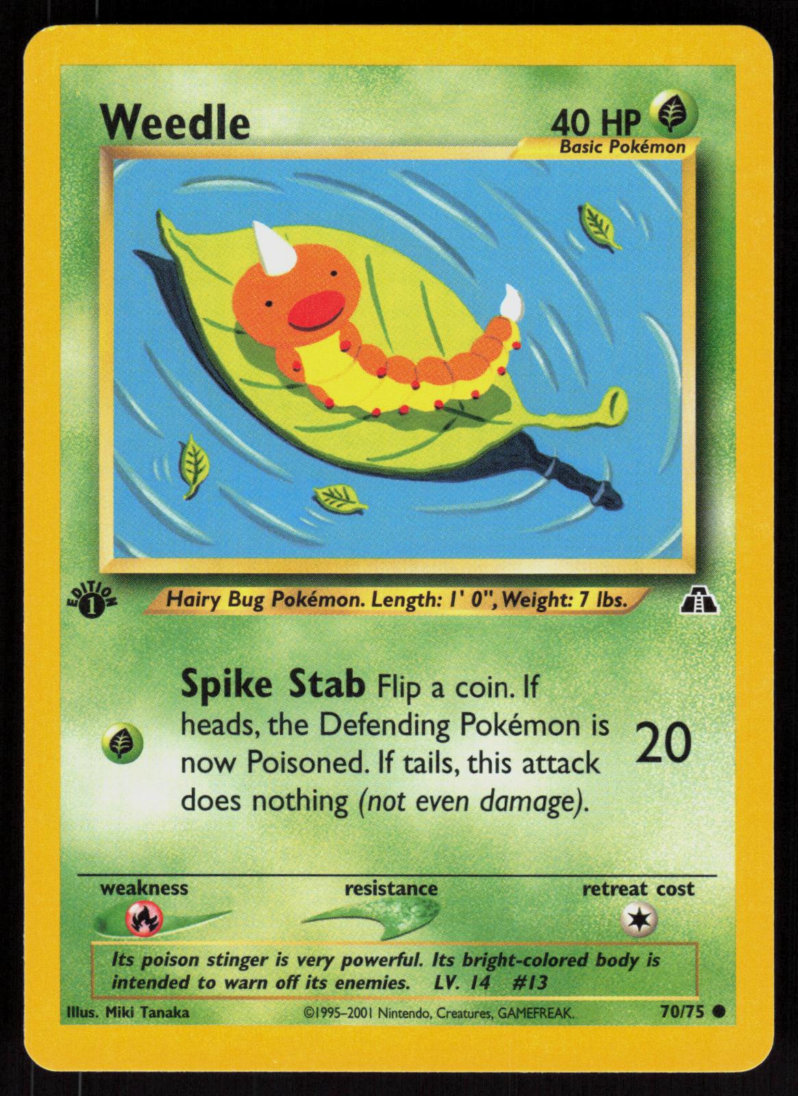 Pokemon Weedle 70/75 Neo Discovery Common 1st Edition Near Mint