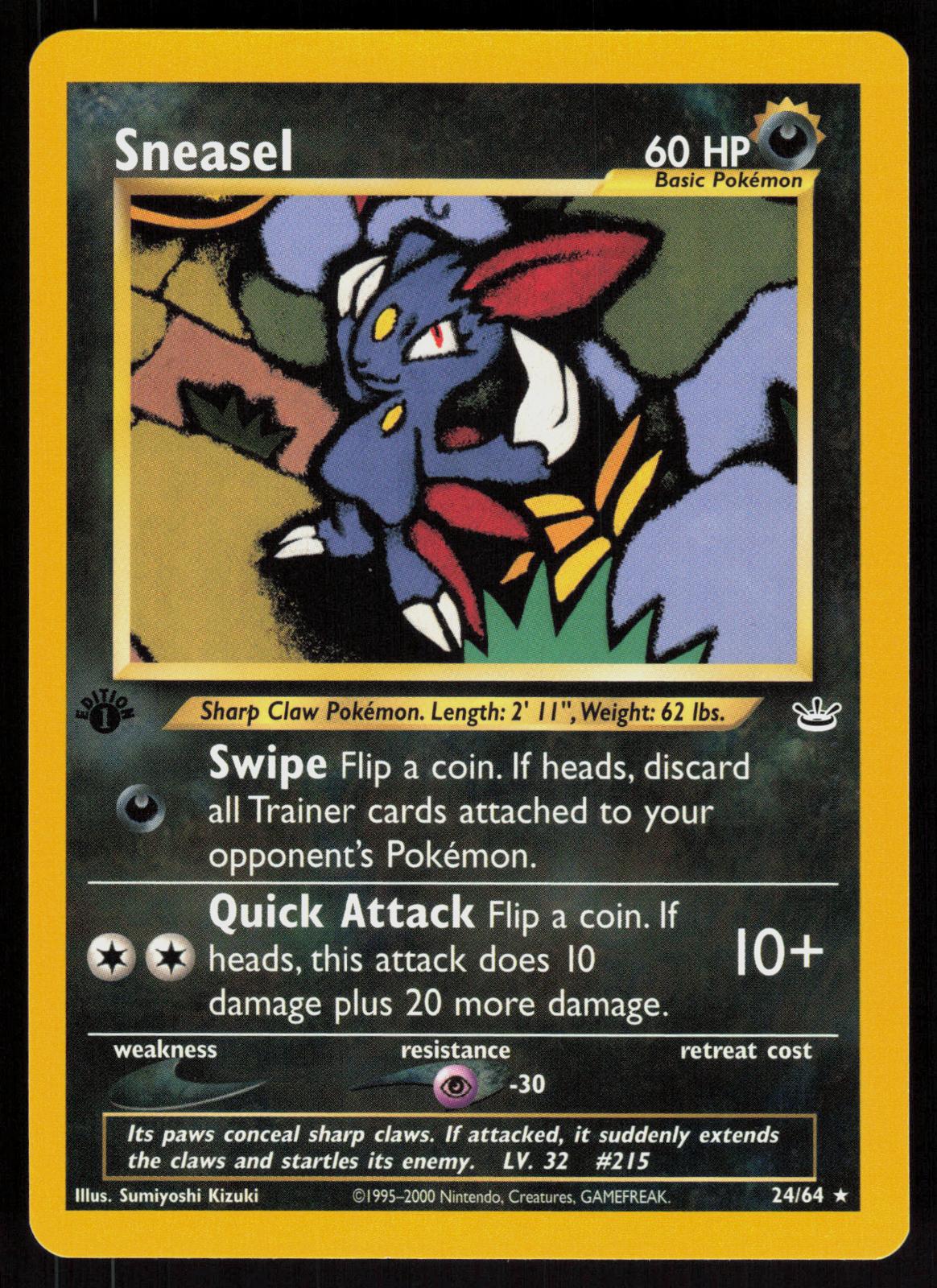 Pokemon Sneasel 24/64 Neo Revelation Rare 1st Edition Near Mint