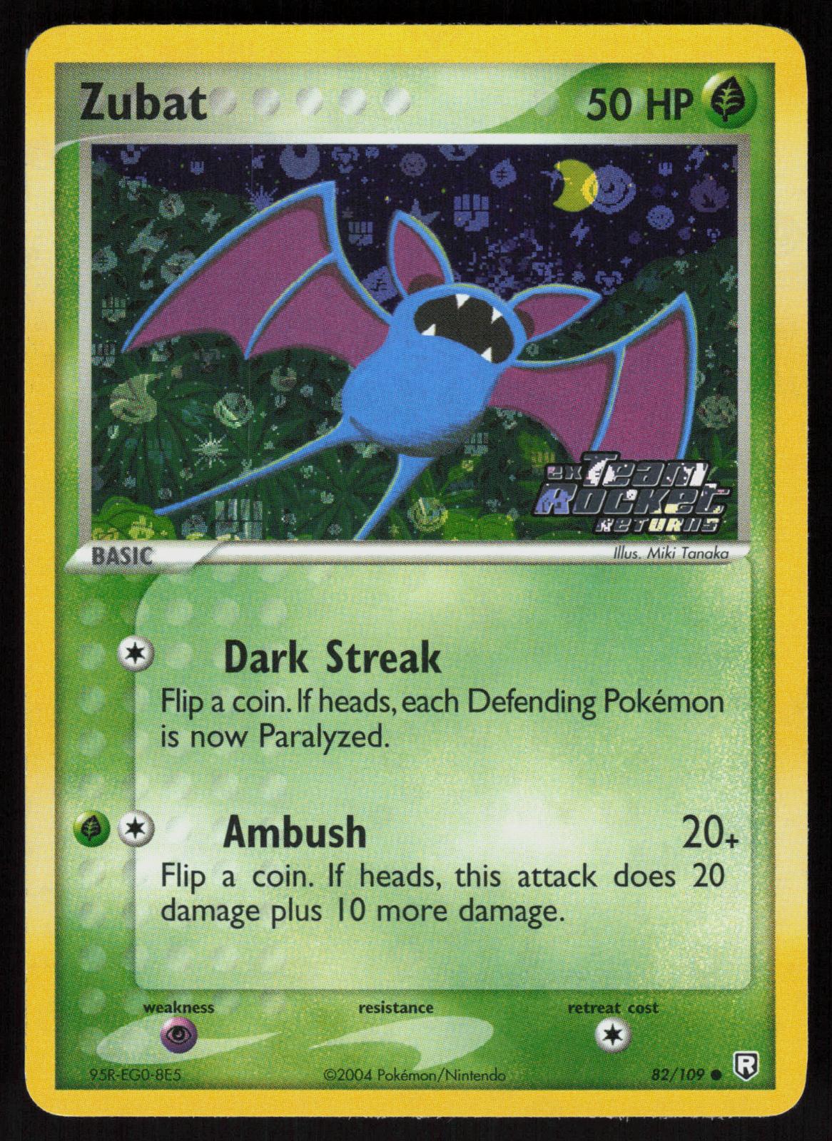 Pokemon Zubat 82/109 Team Rocket Returns Common Reverse Holo Lightly Played