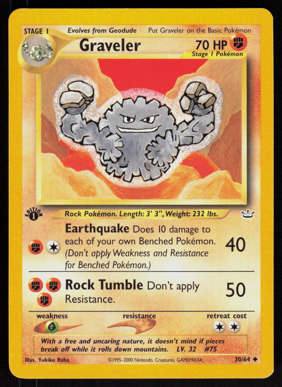 Pokemon Graveler 30/64 Neo Revelation Uncommon 1st Edition Near Mint