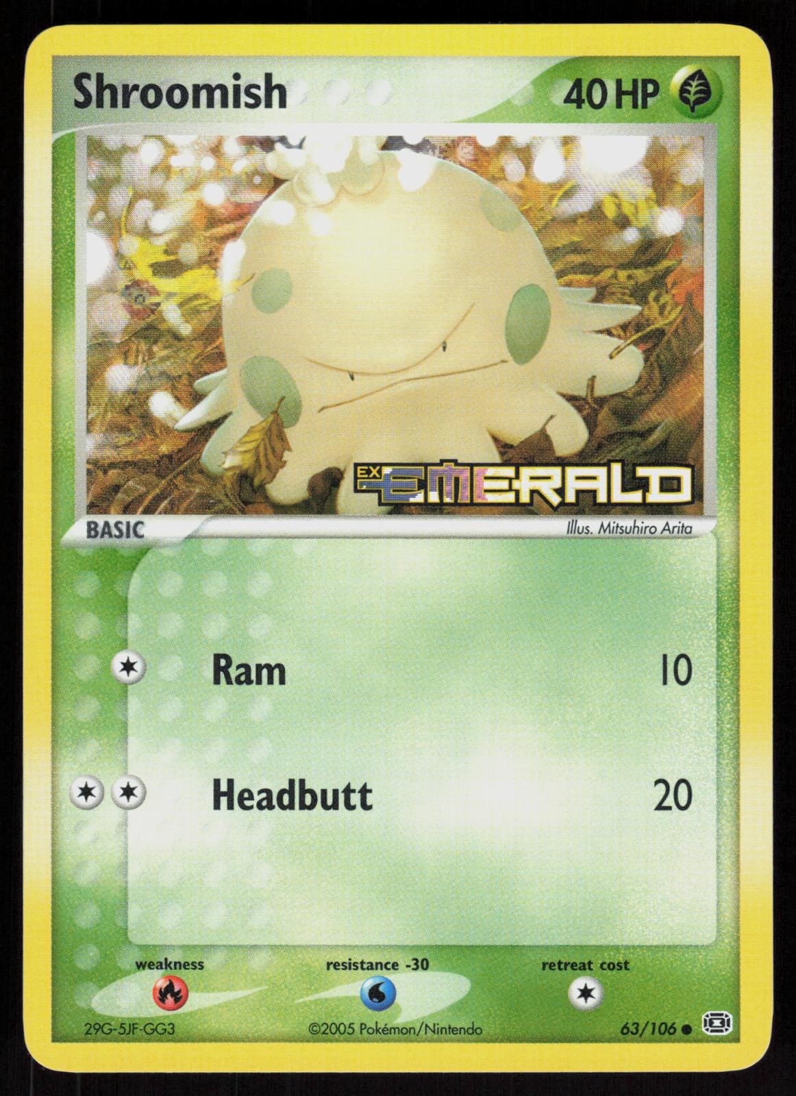 Pokemon Shroomish 63/106 Emerald Common Reverse Holo Near Mint