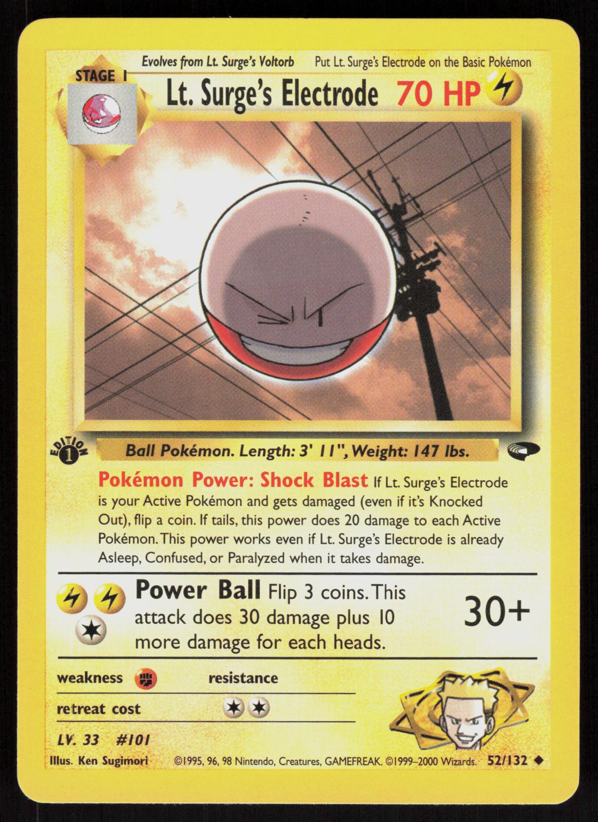 Pokemon Lt. Surge's Electrode 52/132 Gym Challenge Uncommon 1st Edition NM