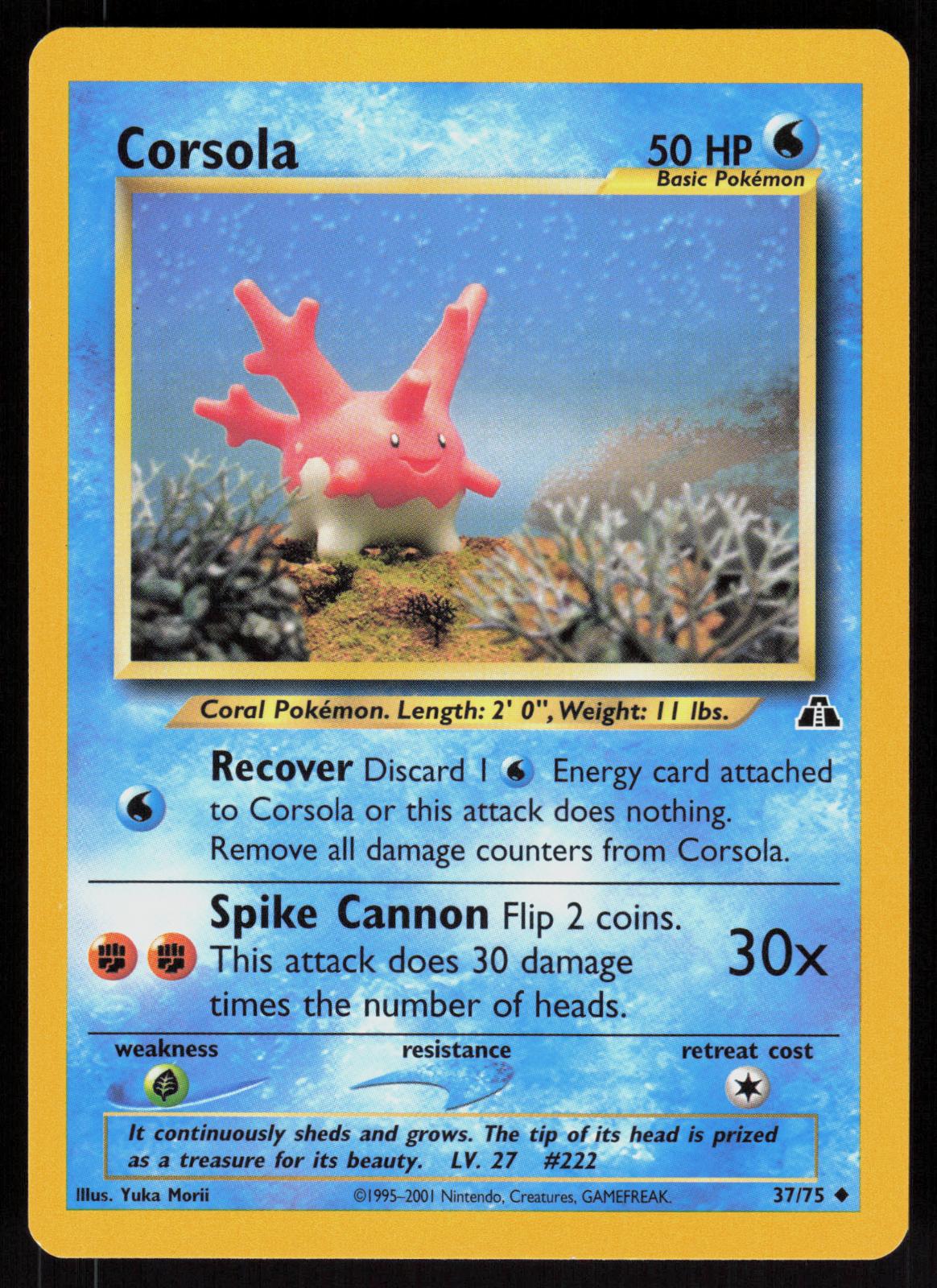 Pokemon Corsola 37/75 Neo Discovery Uncommon Near Mint