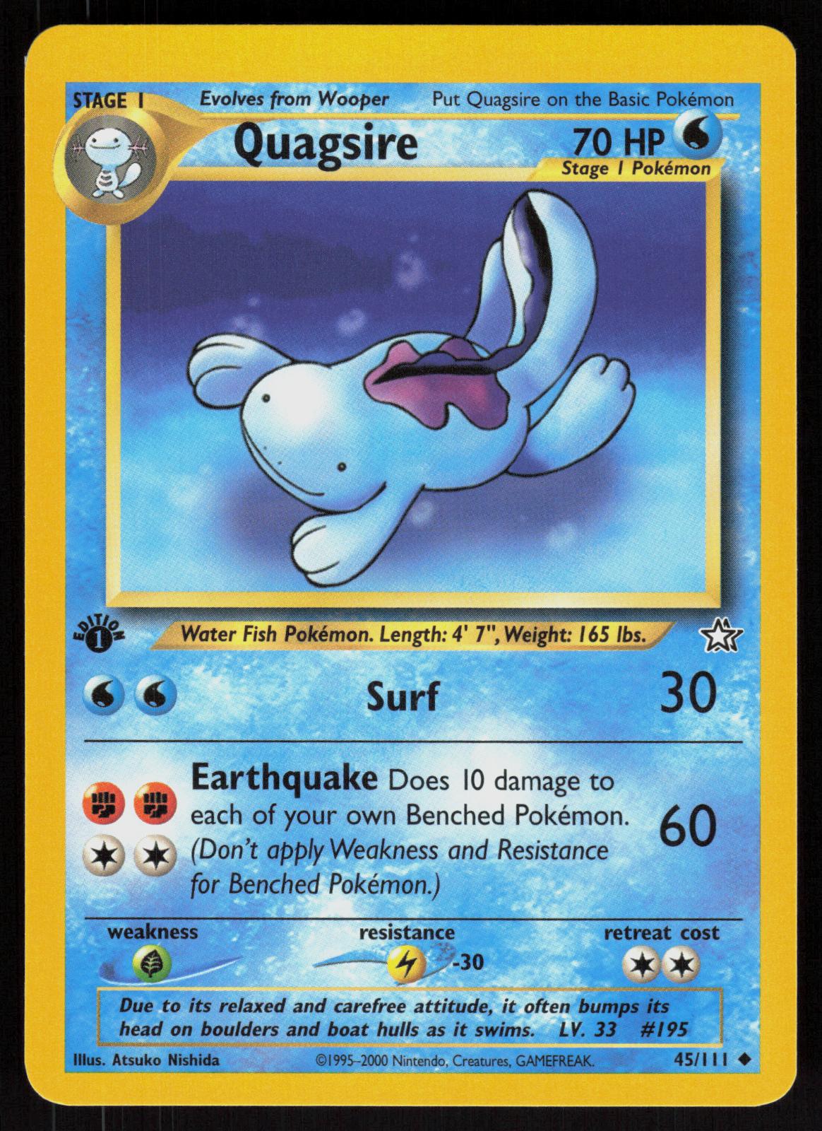 Pokemon Quagsire 45/111 Neo Genesis Uncommon 1st Edition Near Mint