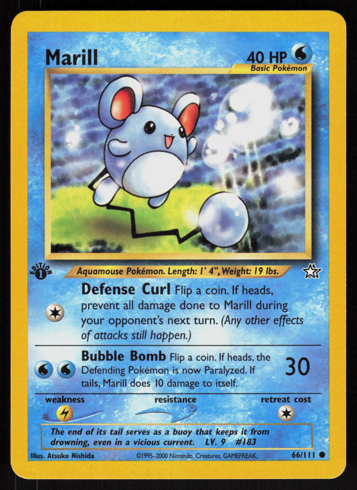 Pokemon Marill 66/111 Neo Genesis Common 1st Edition Near Mint