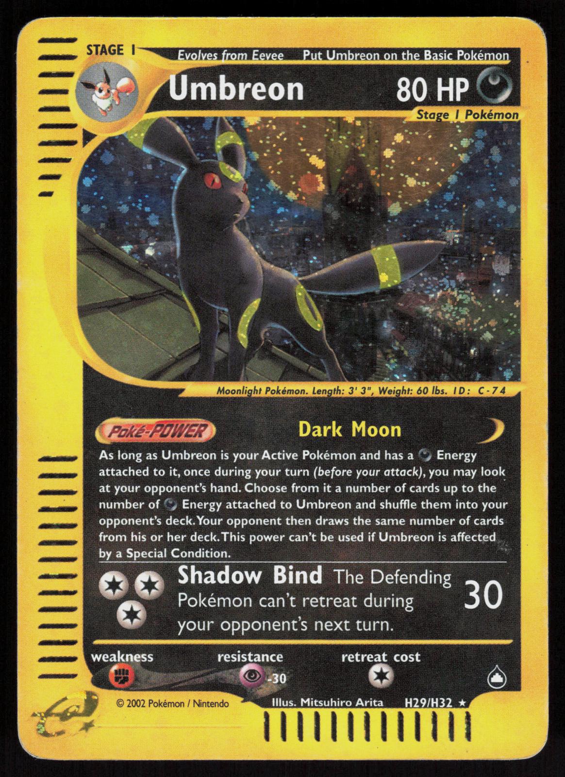 Pokemon Umbreon H29/H32 Aquapolis Holo Holo Rare Heavily Played