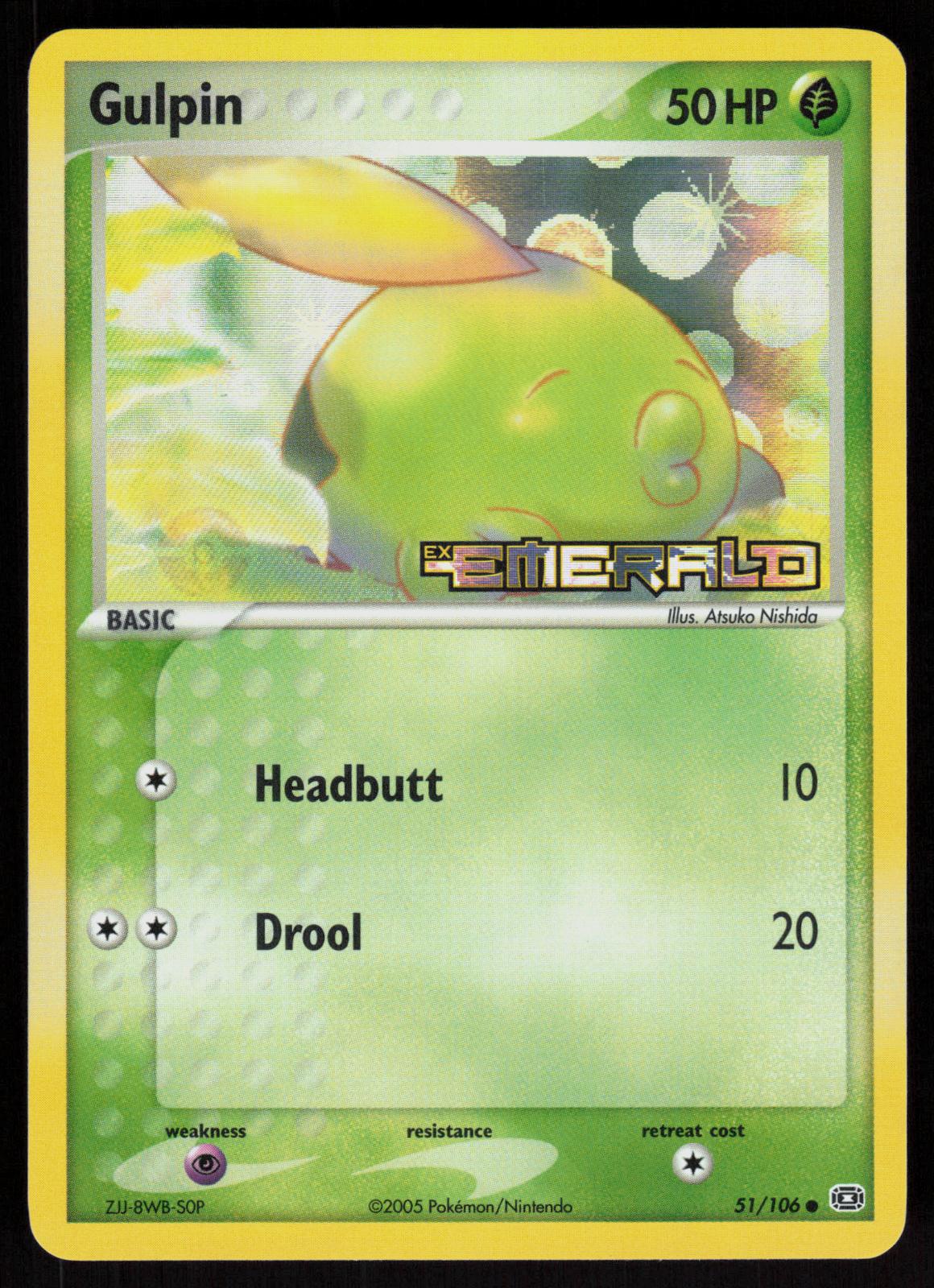 Pokemon Gulpin 51/106 Emerald Common Reverse Holo Near Mint