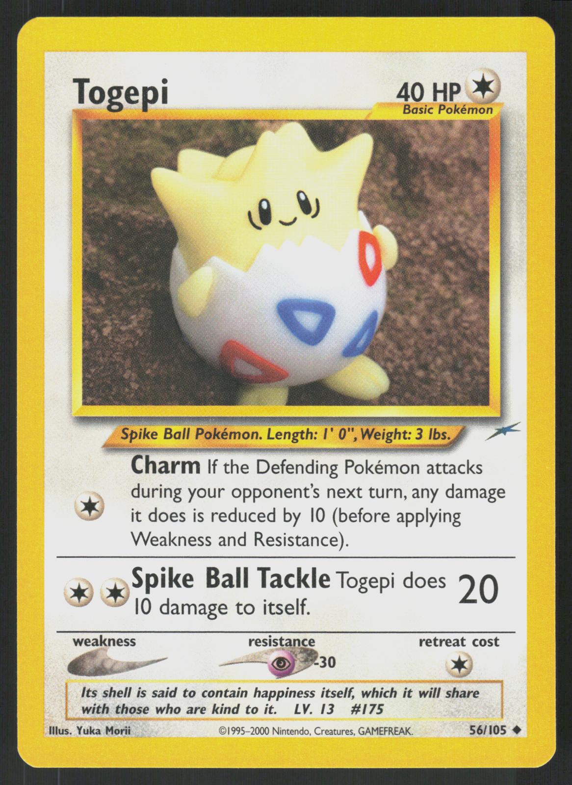 Pokemon Togepi 56/105 Neo Destiny Uncommon Near Mint