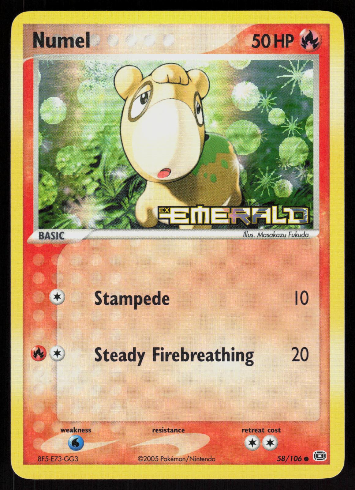 Pokemon Numel 58/106 Emerald Common Reverse Holo Near Mint