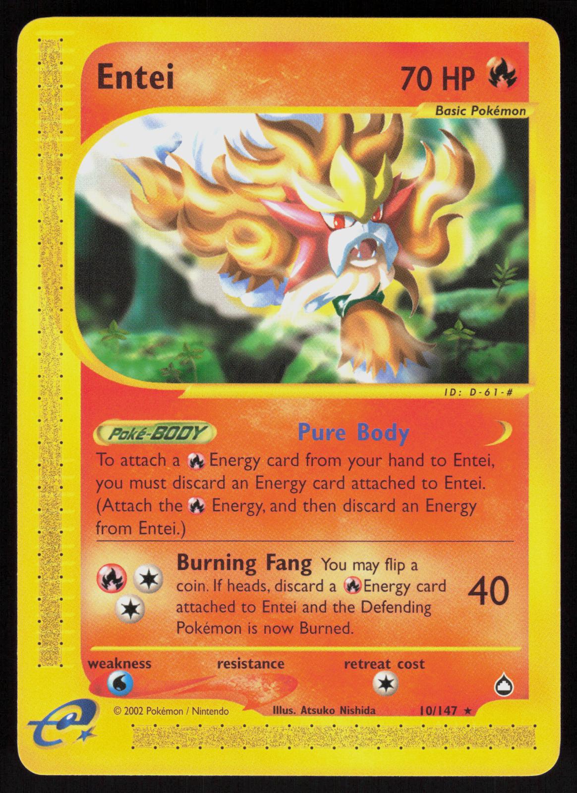 Pokemon Entei 10/167 Aquapolis Rare Near Mint