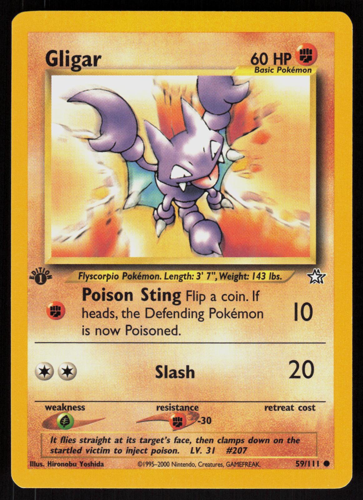 Pokemon Gligar 59/111 Neo Genesis Common 1st Edition Near Mint