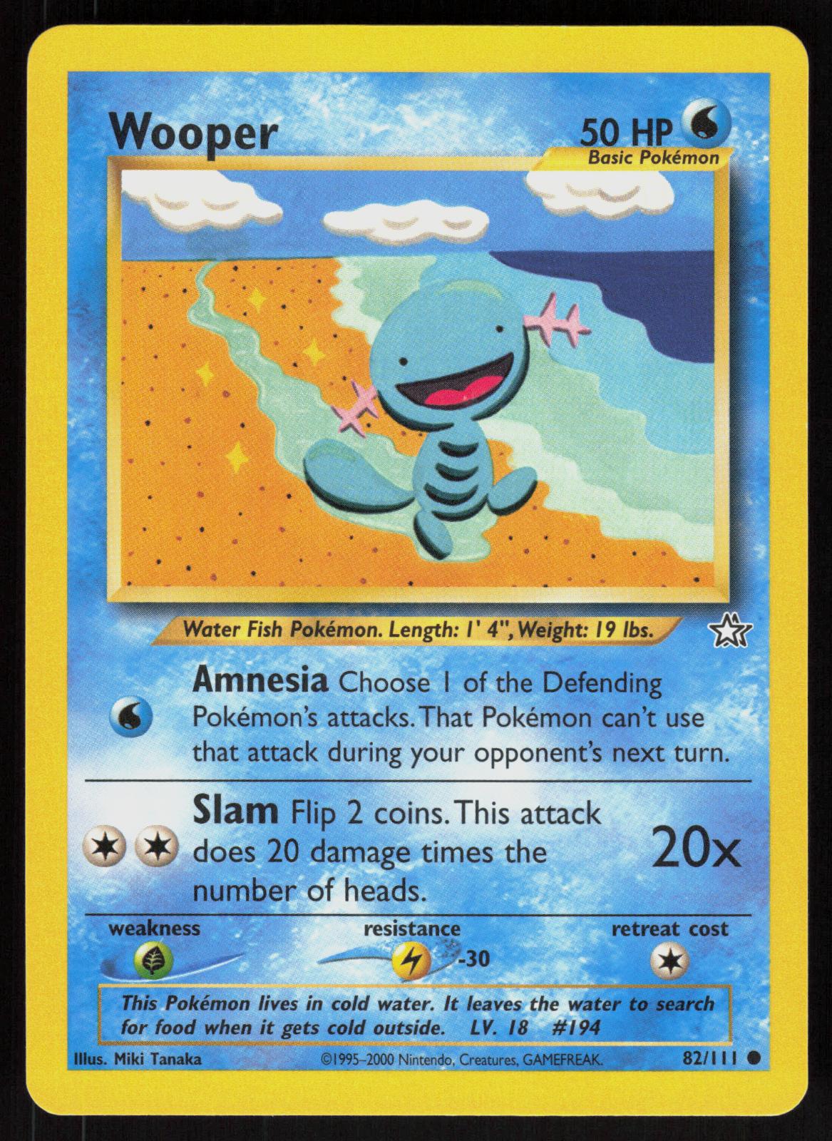 Pokemon Wooper 82/111 Neo Genesis Common Near Mint