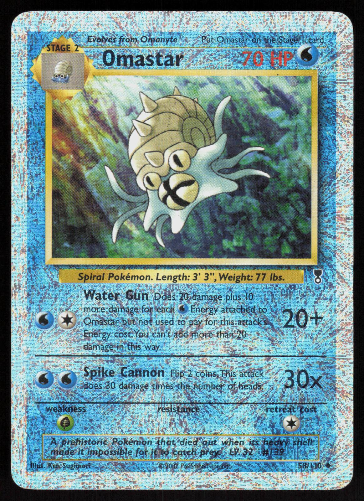 Pokemon Omastar 58/110 Legendary Collection Reverse Holo Heavily Played