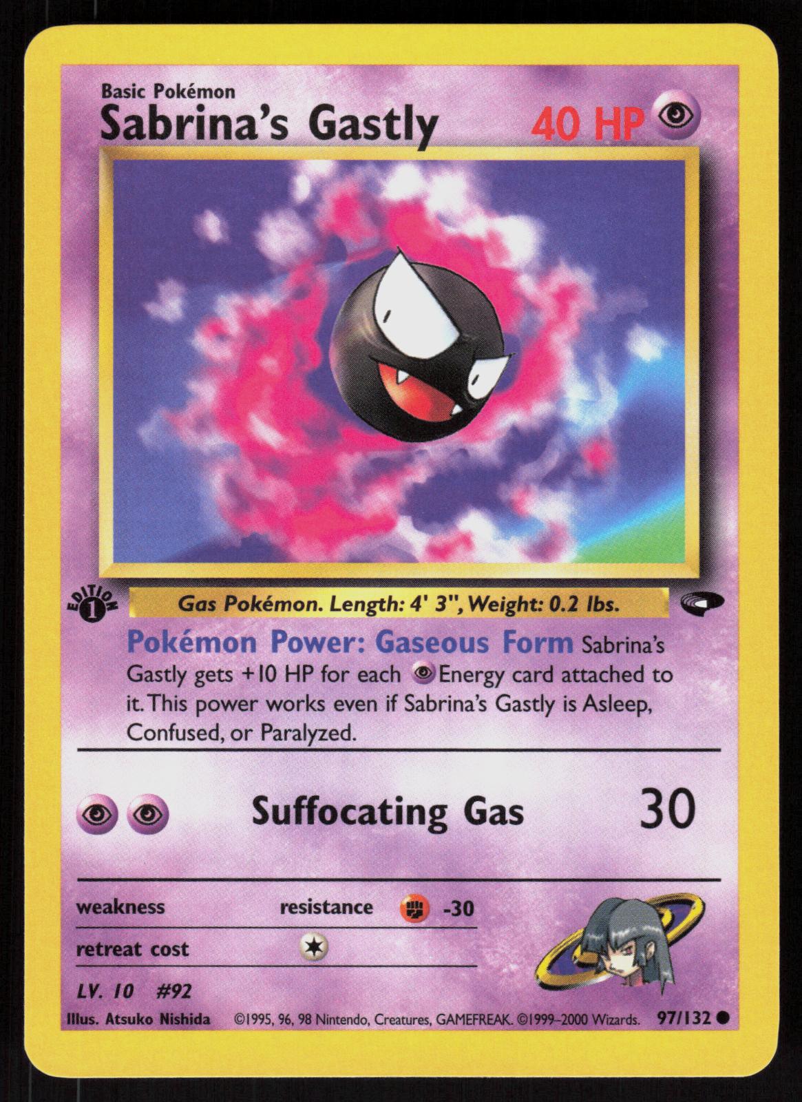 Pokemon Sabrina's Gastly 97/132 Gym Challenge Common 1st Edition Near Mint