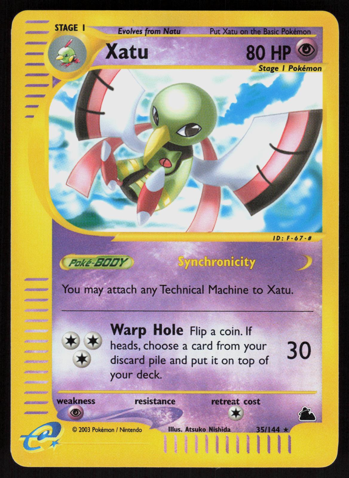 Pokemon Xatu 35/144 Skyridge Rare Reverse Holo Near Mint