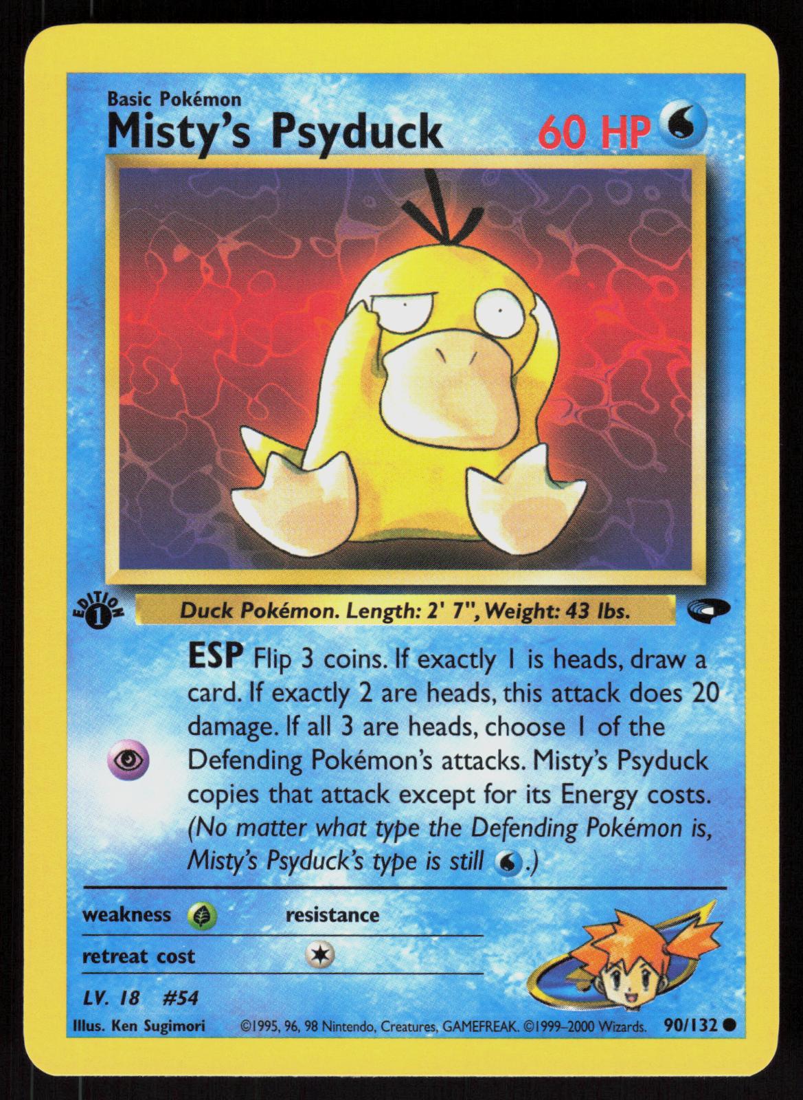 Pokemon Misty's Psyduck 90/132 Gym Challenge Common 1st Edition Near Mint