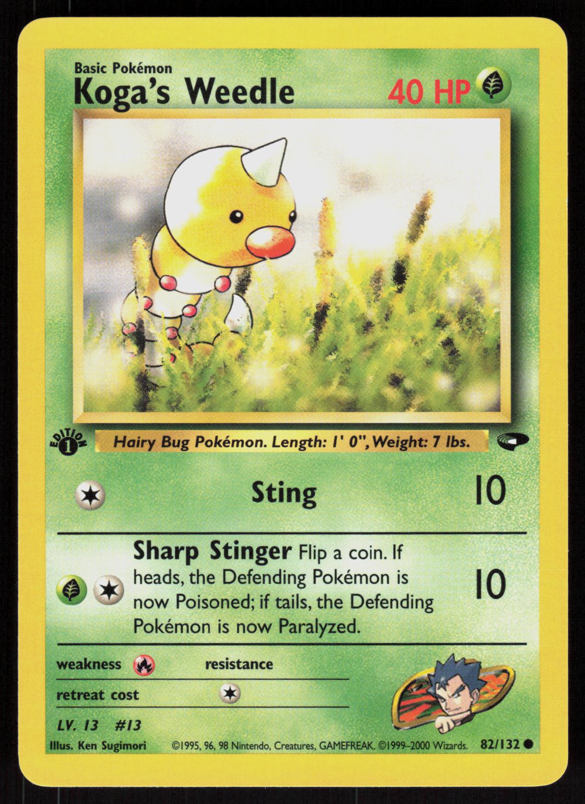 Pokemon Koga's Weedle 82/132 Gym Challenge Common 1st Edition Near Mint