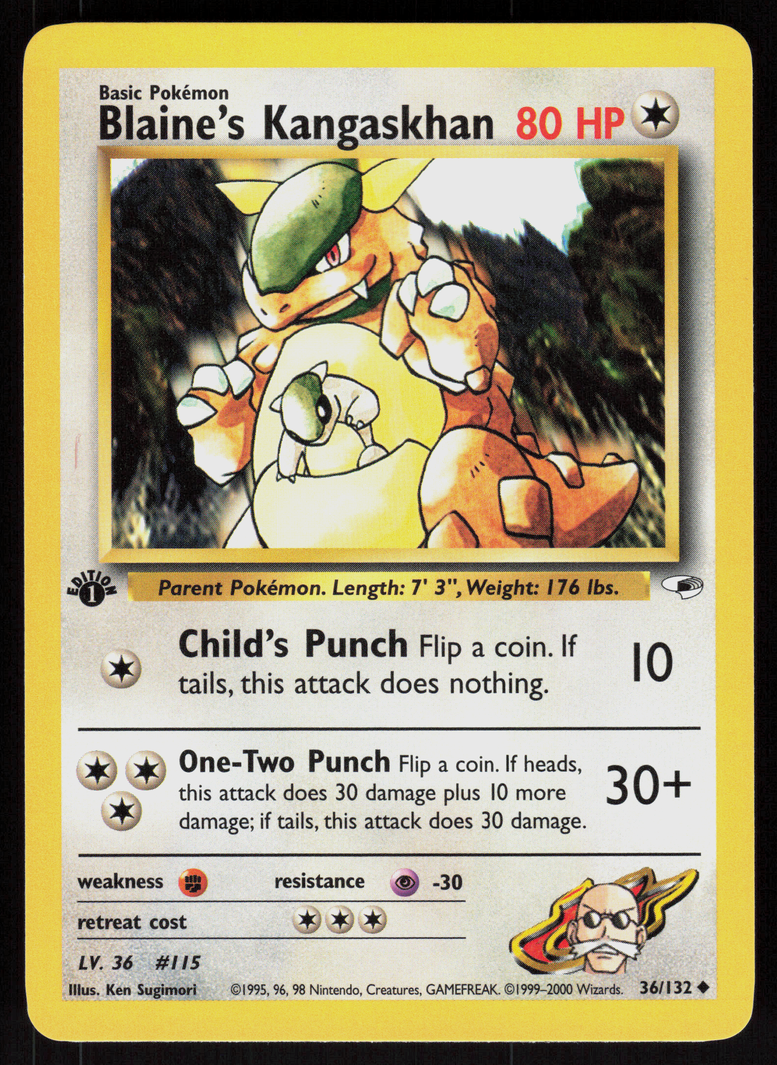 Pokemon Blaine's Kangaskhan 36/132 Gym Heroes Uncommon 1st Edition Near Mint
