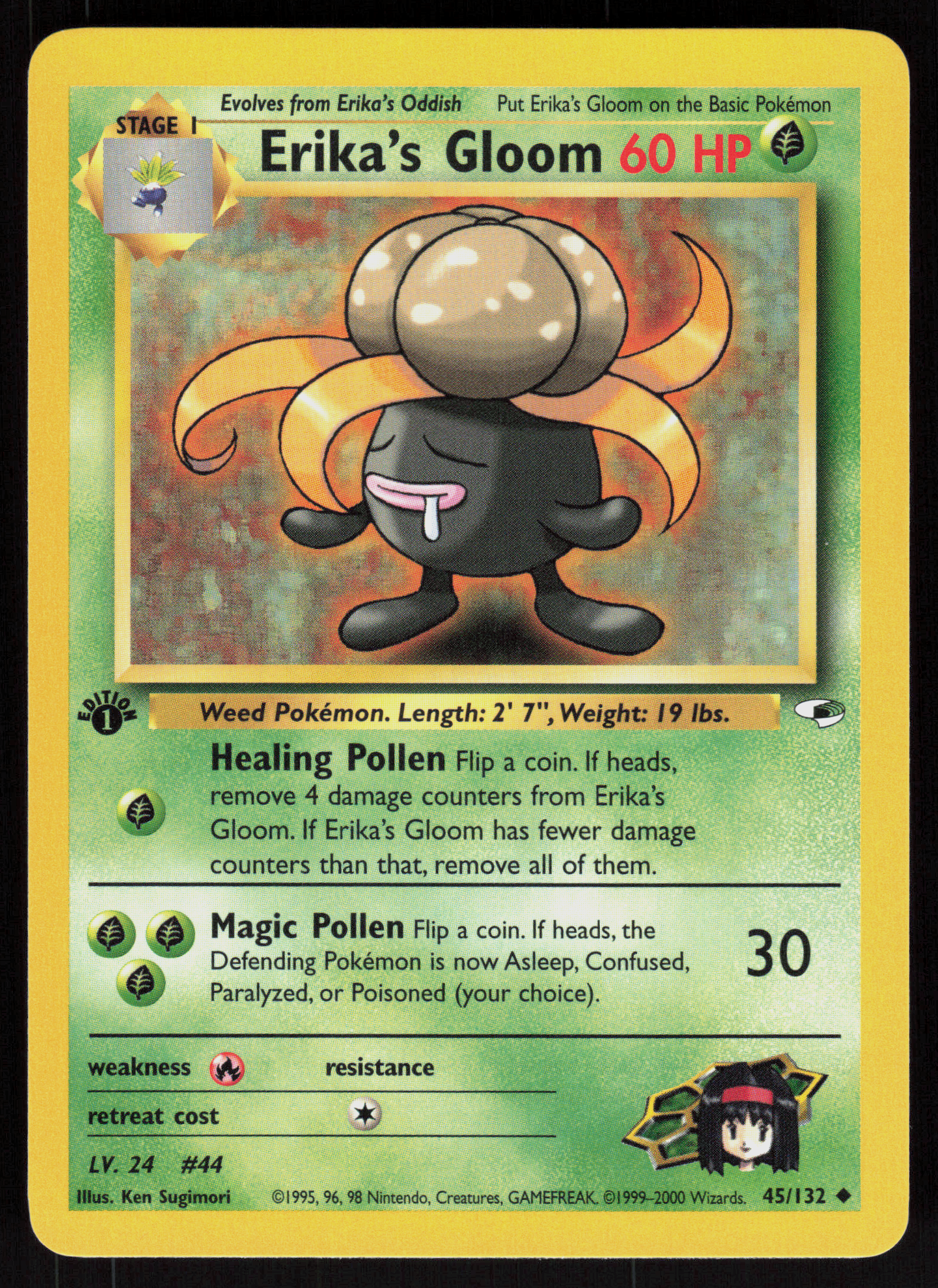 Pokemon Erika's Gloom 45/132 Gym Heroes Uncommon 1st Edition Near Mint