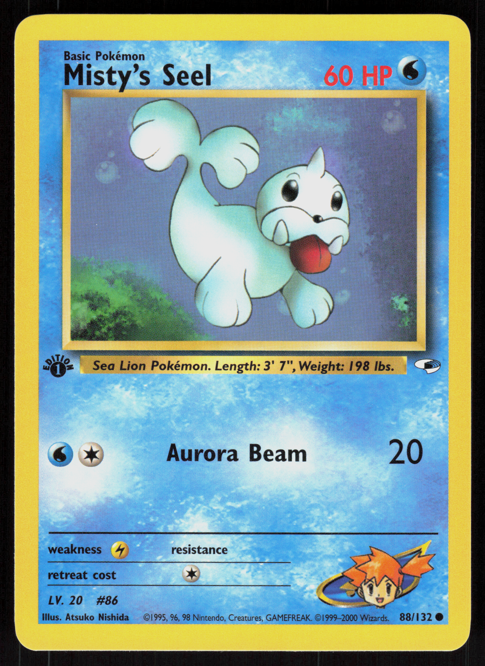 Pokemon Misty's Seel 88/132 Gym Heroes Common 1st Edition Near Mint