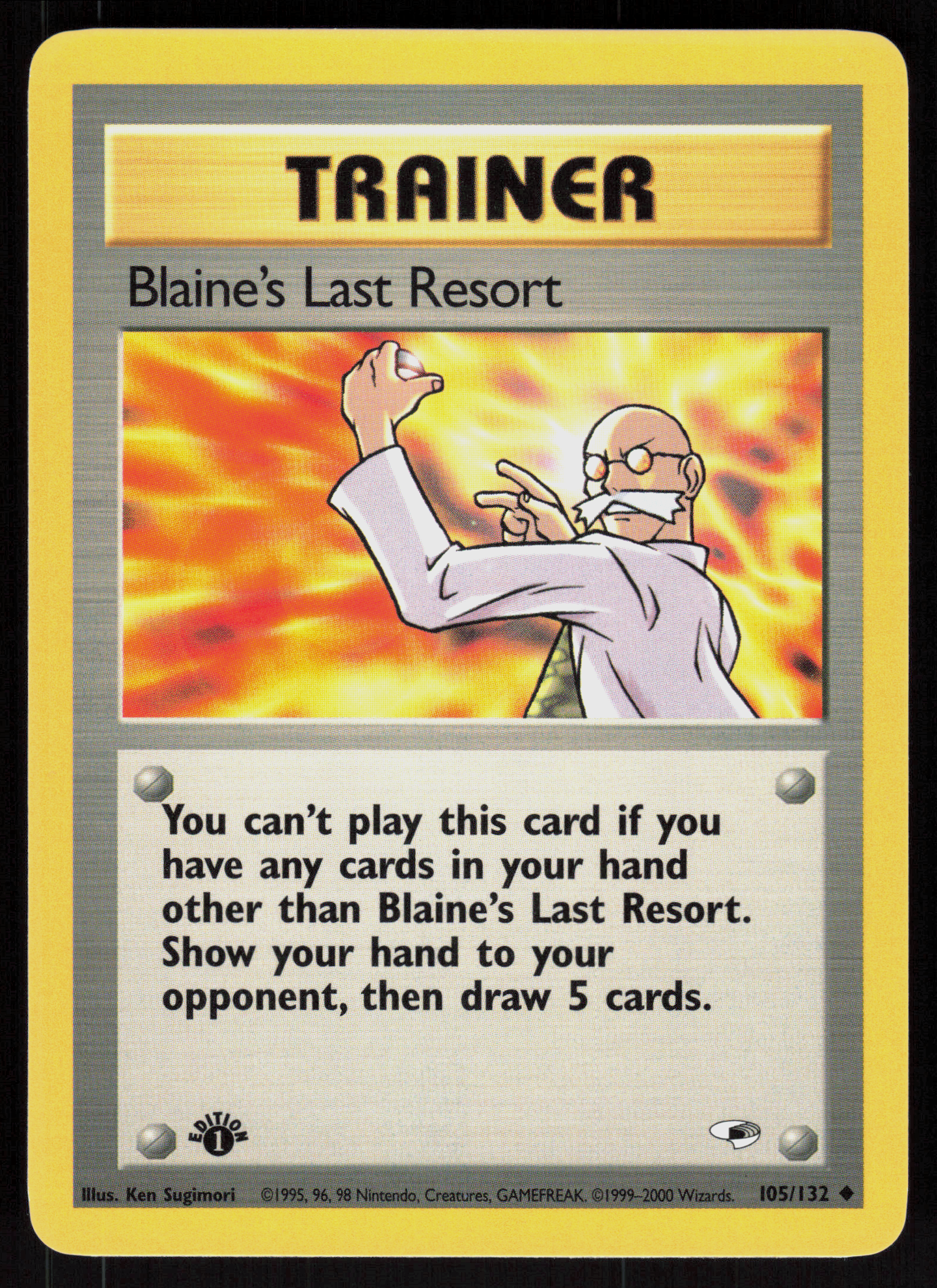 Pokemon Blaine's Last Resort 105/132 Gym Heroes 1st Edition Rare Near Mint
