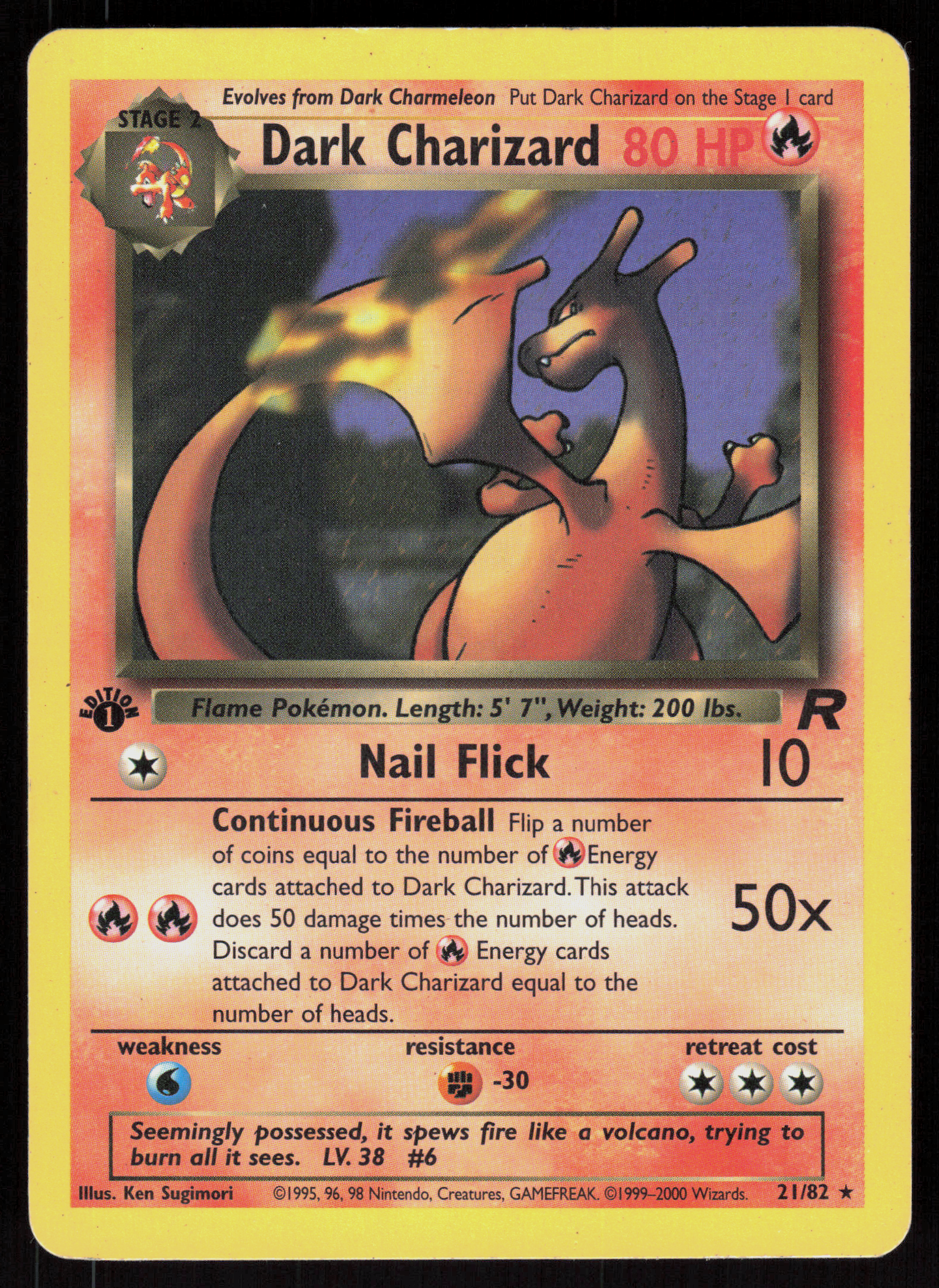 Pokemon Dark Charizard 21/82 Team Rocket Rare 1st Edition Moderately Played