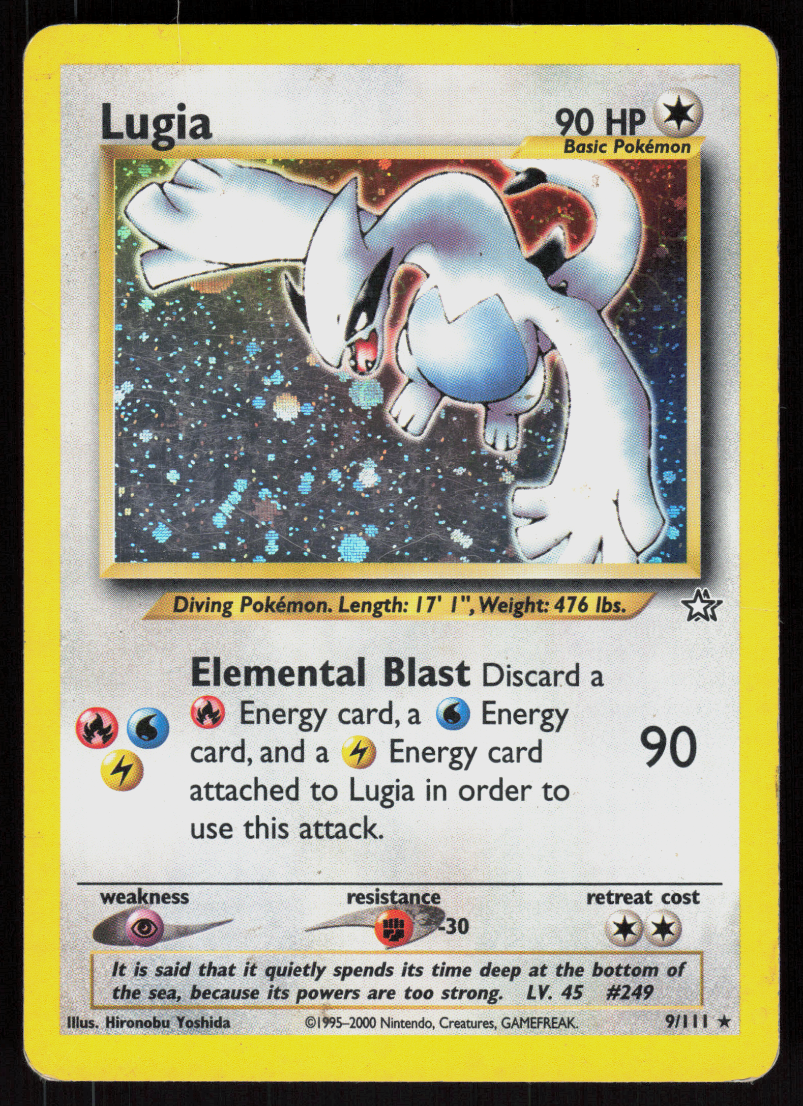 Pokemon Lugia 9/111 Neo Genesis Holo Rare Heavily Played
