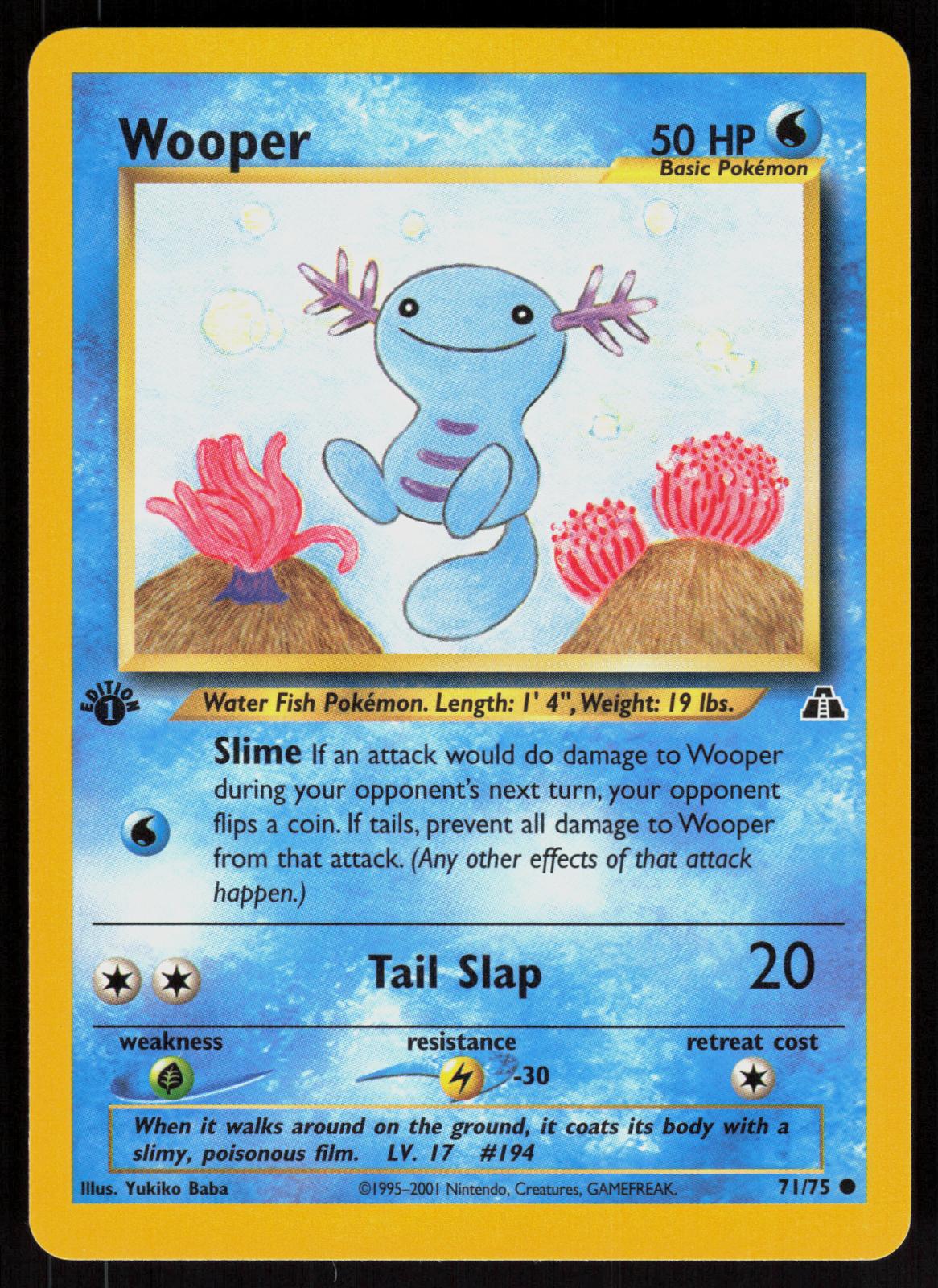 Pokemon Wooper 71/75 Neo Discovery Common 1st Edition Near Mint